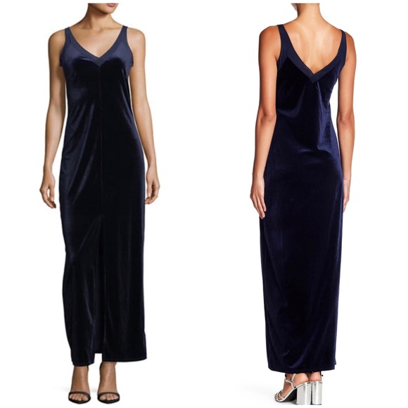 navy maxi slip dress